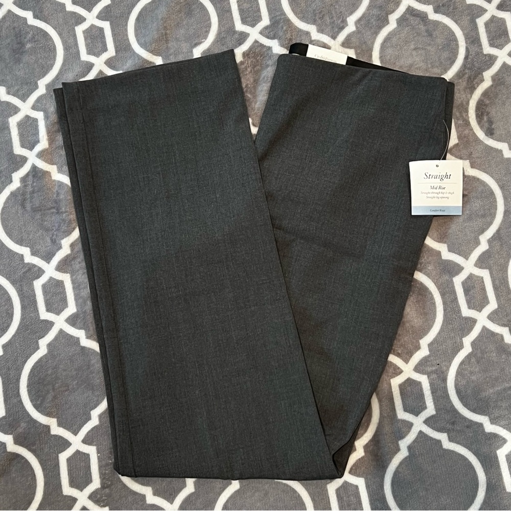 BNWT Croft & Barrow Straight, Mid-Rise dark grey pants. Stretch. Size 12.